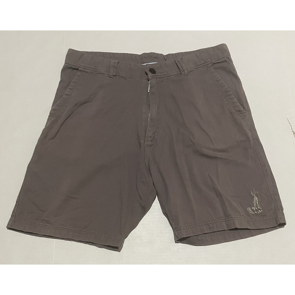 Hinano Tahiti Chino Shorts Men's Size 34 X 8 Brown Hula Girl Embroidered‎